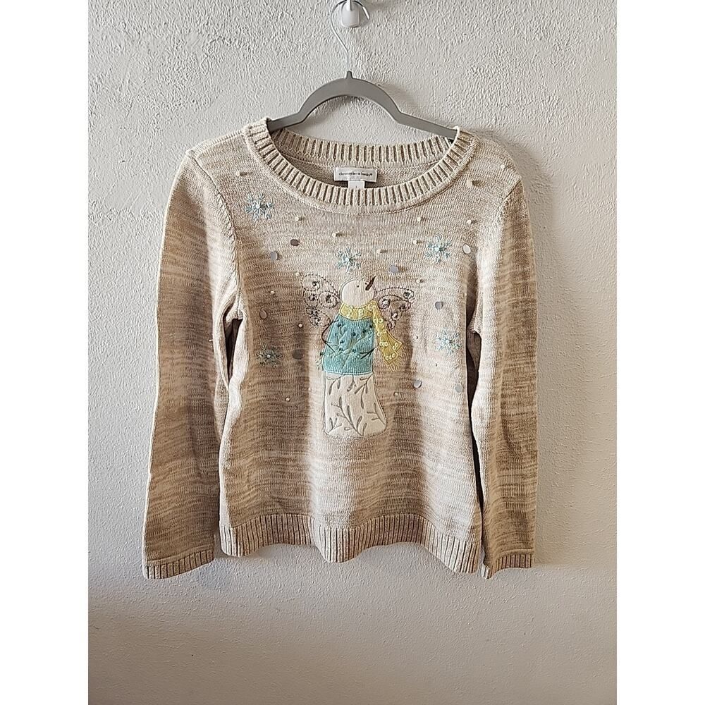 Christopher & Banks Holiday Snowman Angel Snowflake Sweater Women’s Small